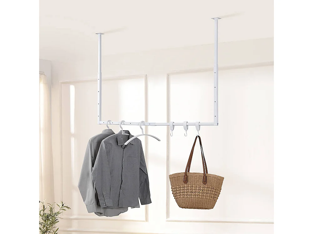 HOME DELUXE Porte-manteau mural SWAY Blanc - extensible | Tringle à vêtements industrielle, support pour serviettes
