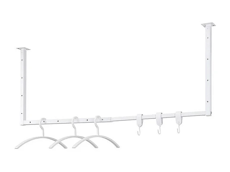 HOME DELUXE Porte-manteau mural SWAY Blanc - extensible | Tringle à vêtements industrielle, support pour serviettes