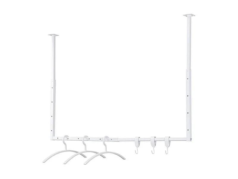 HOME DELUXE Porte-manteau mural SWAY Blanc - extensible | Tringle à vêtements industrielle, support pour serviettes
