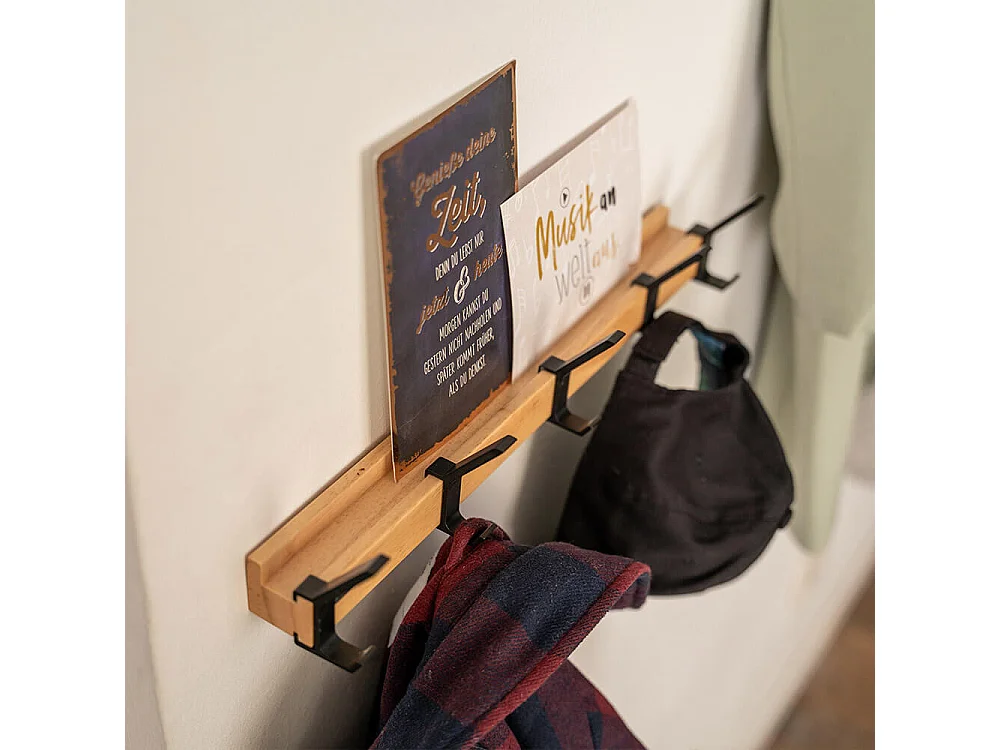 HOME DELUXE porte-manteau HOOK avec 5 crochets et aimants - bambou| Porte manteau mural, patère, porte manteau, patère