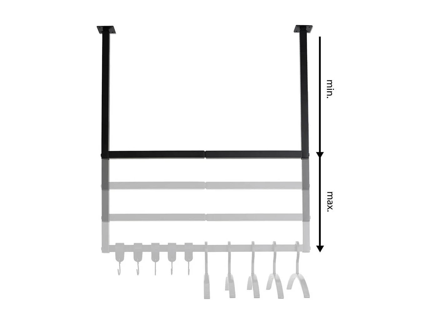 HOME DELUXE Porte-manteau mural SWAY Noir - extensible | Tringle à vêtements industrielle, support pour serviettes