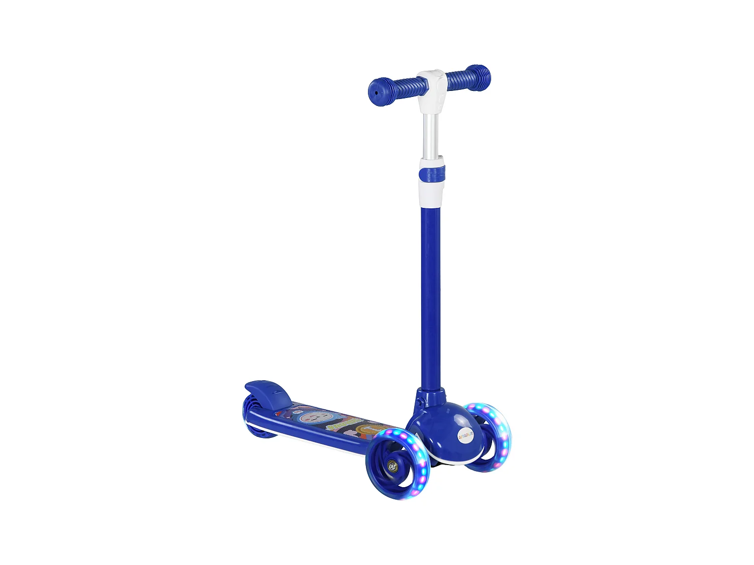 Trottinette pour enfants trottinette 3 roues lumineuses LED hauteur guidon réglable  frein à friction arrière bleu