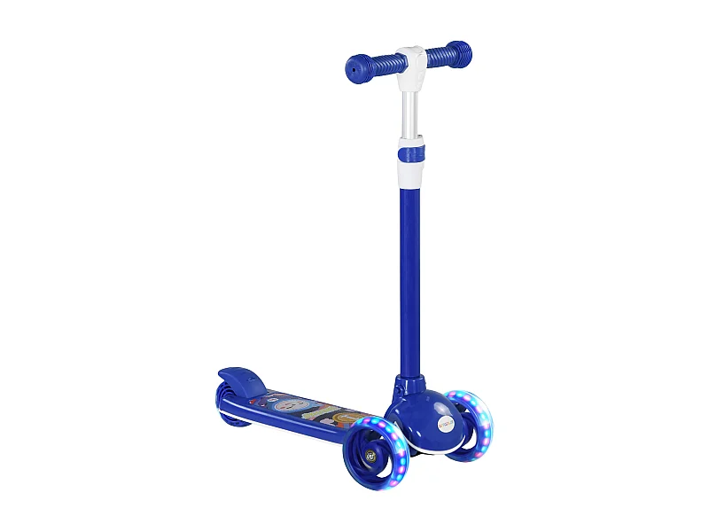 Trottinette pour enfants trottinette 3 roues lumineuses LED hauteur guidon réglable  frein à friction arrière bleu