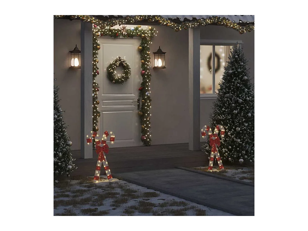Décoration de Noël en forme de canne à sucre 50 LED blanc chaud
