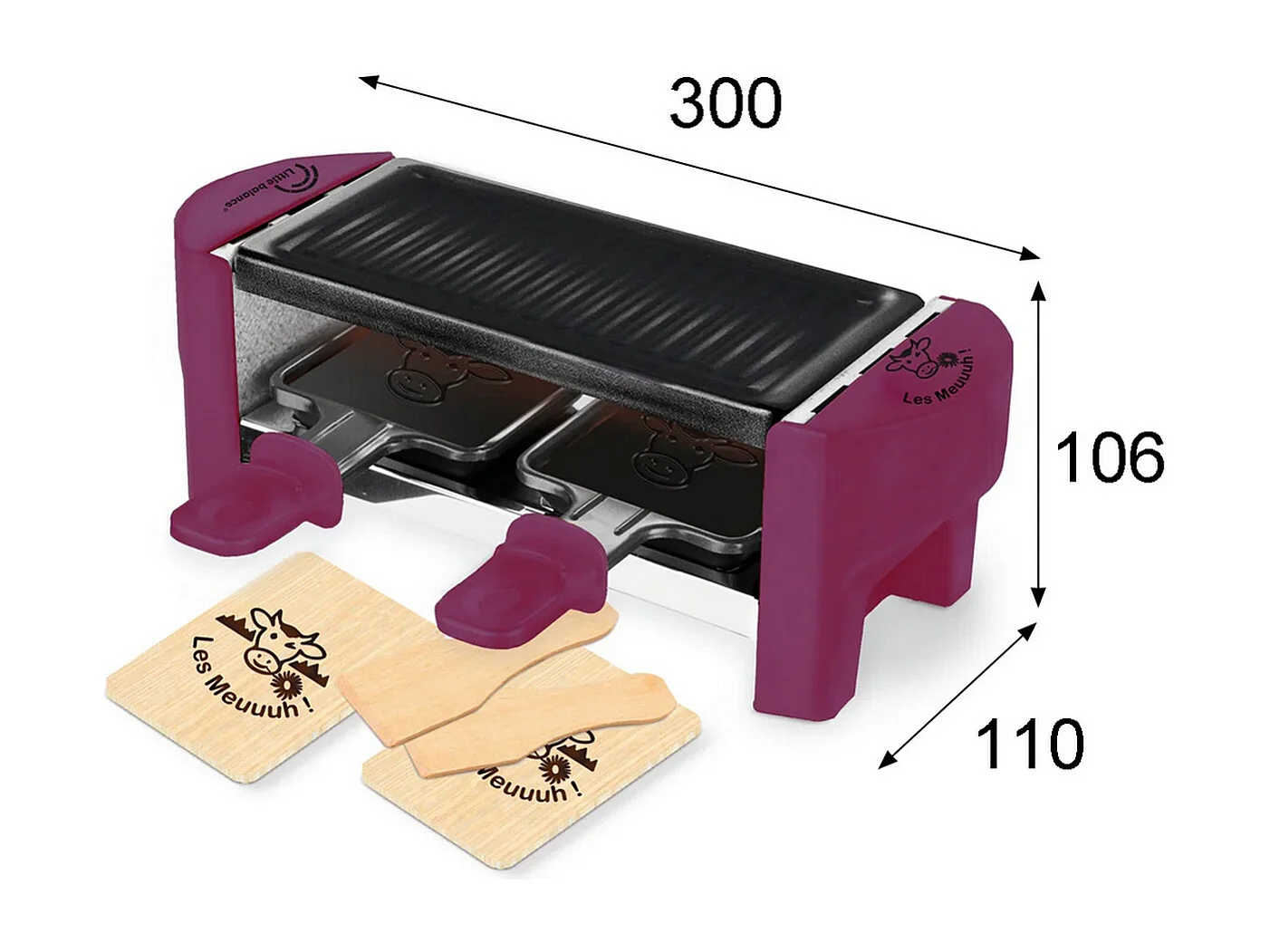 Raclette 2 Personen Meuuuh Prune Little Balance - Kompakt und Originell 350W