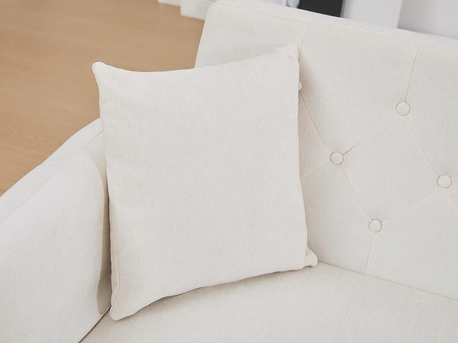 Canapé convertible 2 places en chenille - Ports USB intégré - Support de téléphone intégré - Dossier réglable - Beige - Pratique pour salon, chambre ou bureau