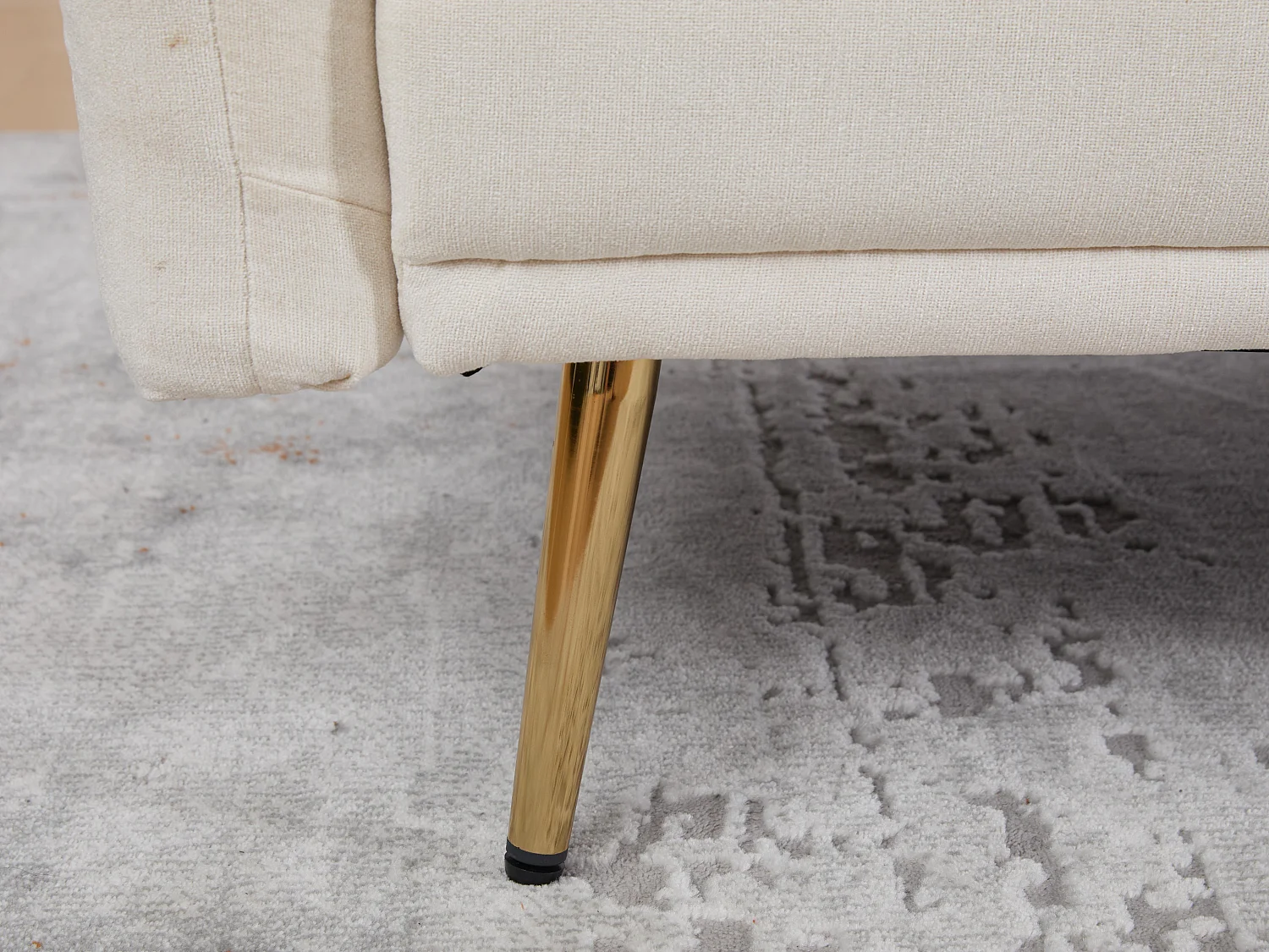 Canapé convertible 2 places en chenille - Ports USB intégré - Support de téléphone intégré - Dossier réglable - Beige - Pratique pour salon, chambre ou bureau