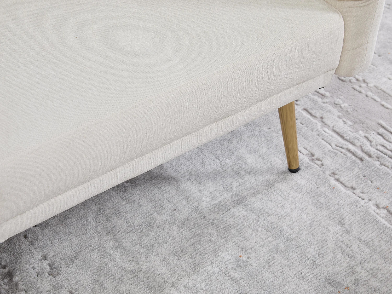 Canapé convertible 2 places en chenille - Ports USB intégré - Support de téléphone intégré - Dossier réglable - Beige - Pratique pour salon, chambre ou bureau