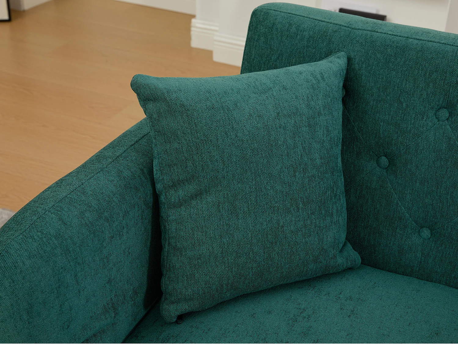 Canapé convertible 2 places en chenille - Ports USB intégré - Support de téléphone intégré - Dossier réglable - Vert - Pratique pour salon, chambre ou bureau