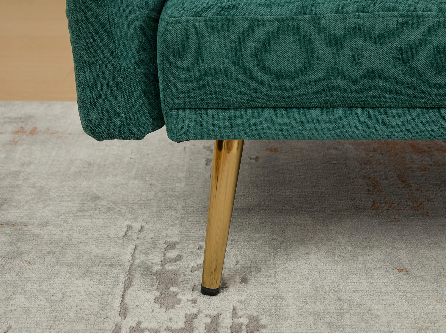 Canapé convertible 2 places en chenille - Ports USB intégré - Support de téléphone intégré - Dossier réglable - Vert - Pratique pour salon, chambre ou bureau