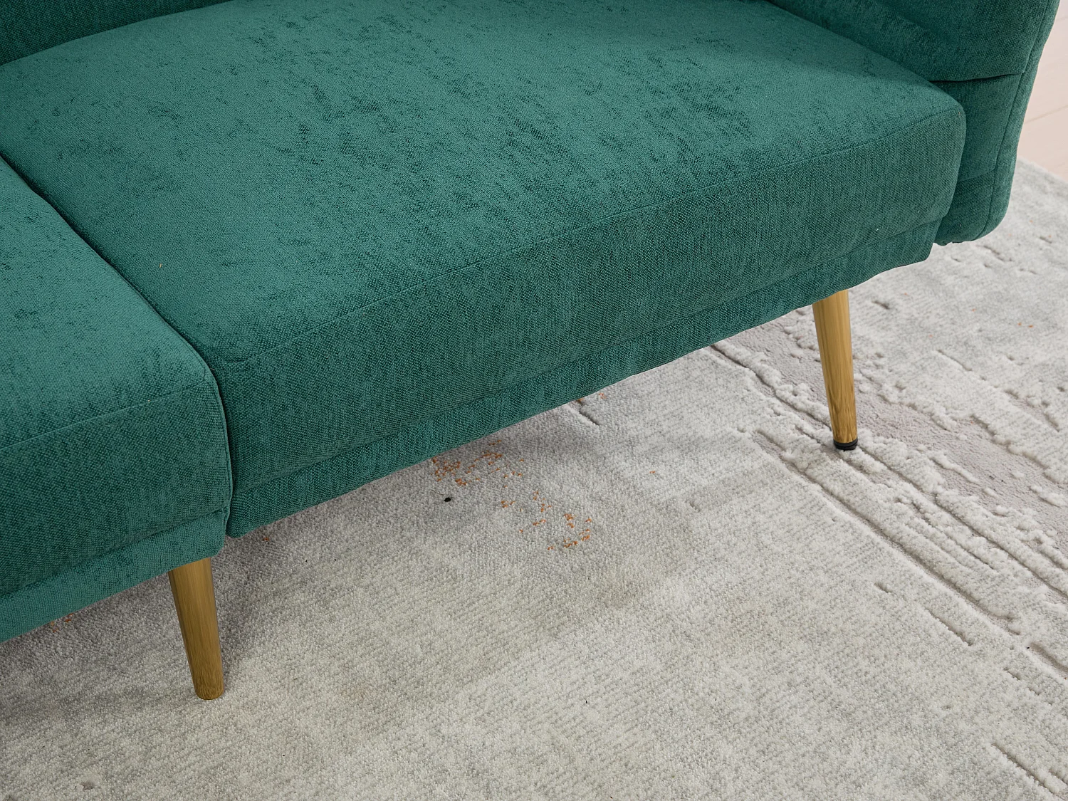 Canapé convertible 2 places en chenille - Ports USB intégré - Support de téléphone intégré - Dossier réglable - Vert - Pratique pour salon, chambre ou bureau