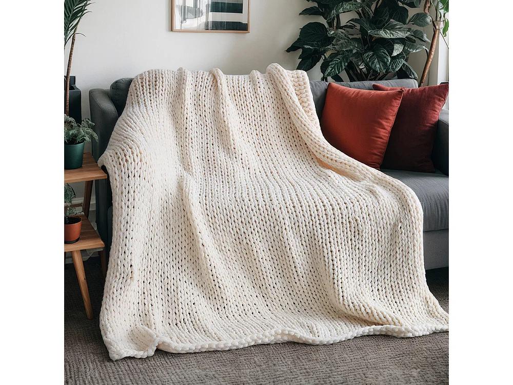 Home Deluxe Couverture tissée LIAN Beige - 140 x 200 cm