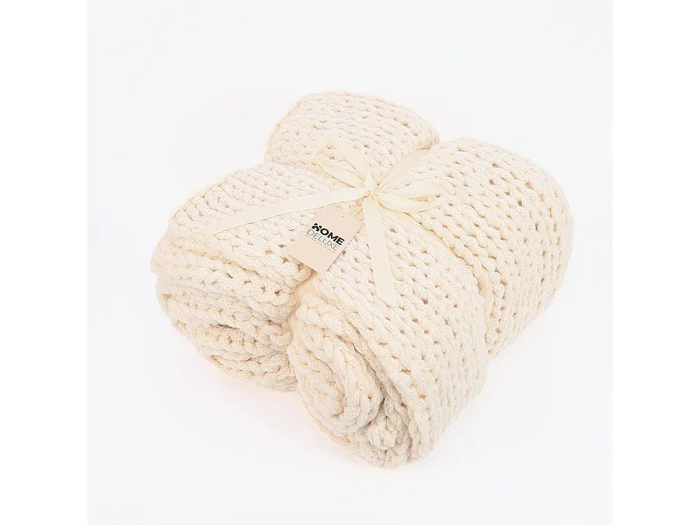Home Deluxe Couverture tissée LIAN Beige - 140 x 200 cm