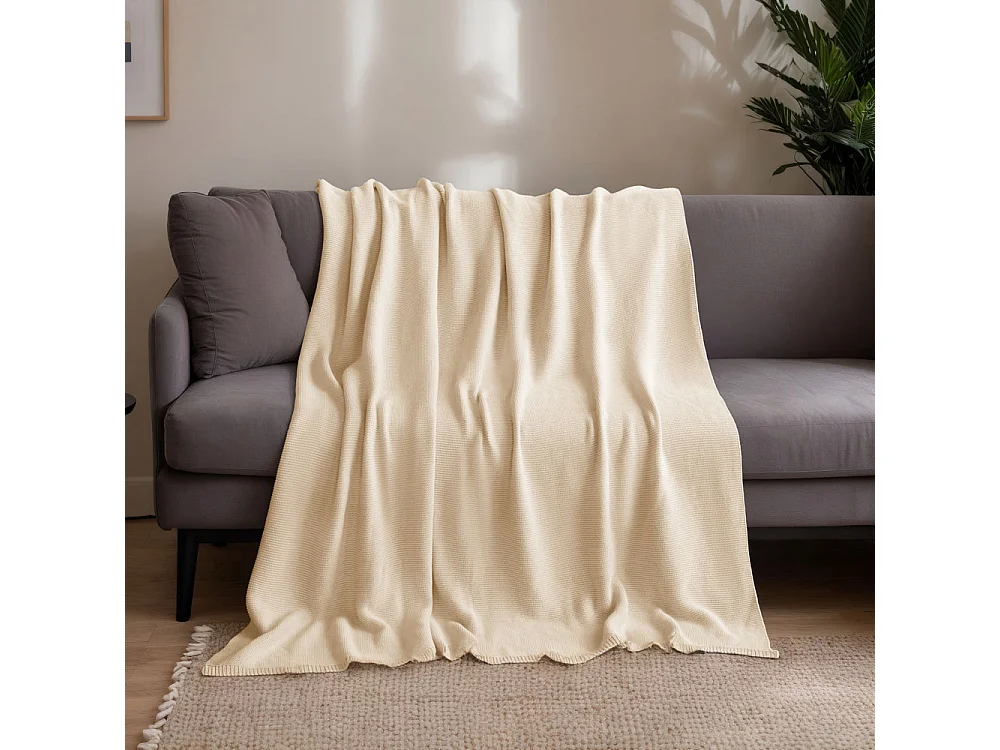 Home Deluxe Couverture en coton ELIA Beige - 140 x 200 cm