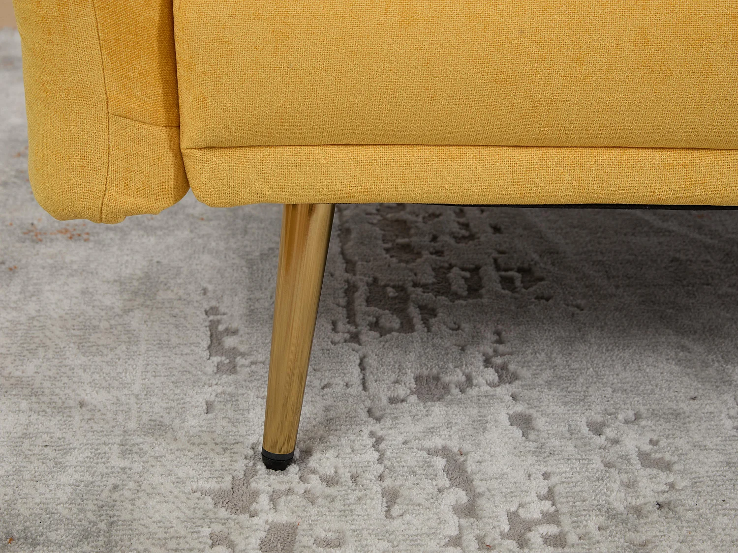 Canapé convertible 2 places en chenille - Ports USB intégré - Support de téléphone intégré - Dossier réglable - Jaune - Pratique pour salon, chambre ou bureau