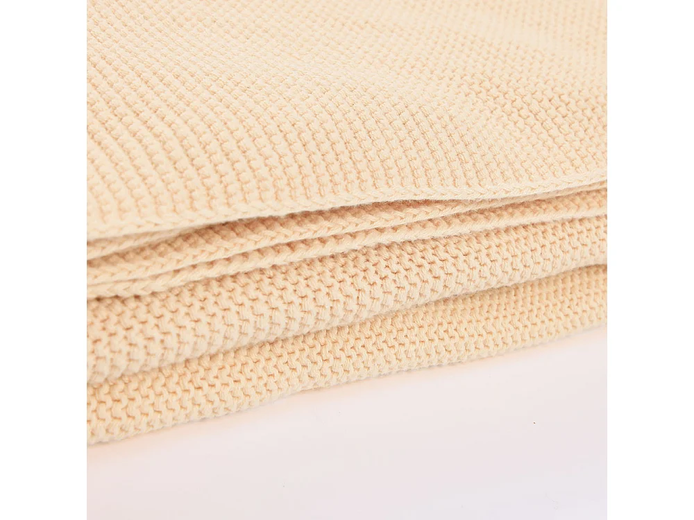 Home Deluxe Couverture en coton avec pompons ELIA Beige - 140 x 200 cm