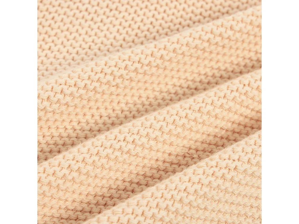 Home Deluxe Couverture en coton avec pompons ELIA Beige - 140 x 200 cm