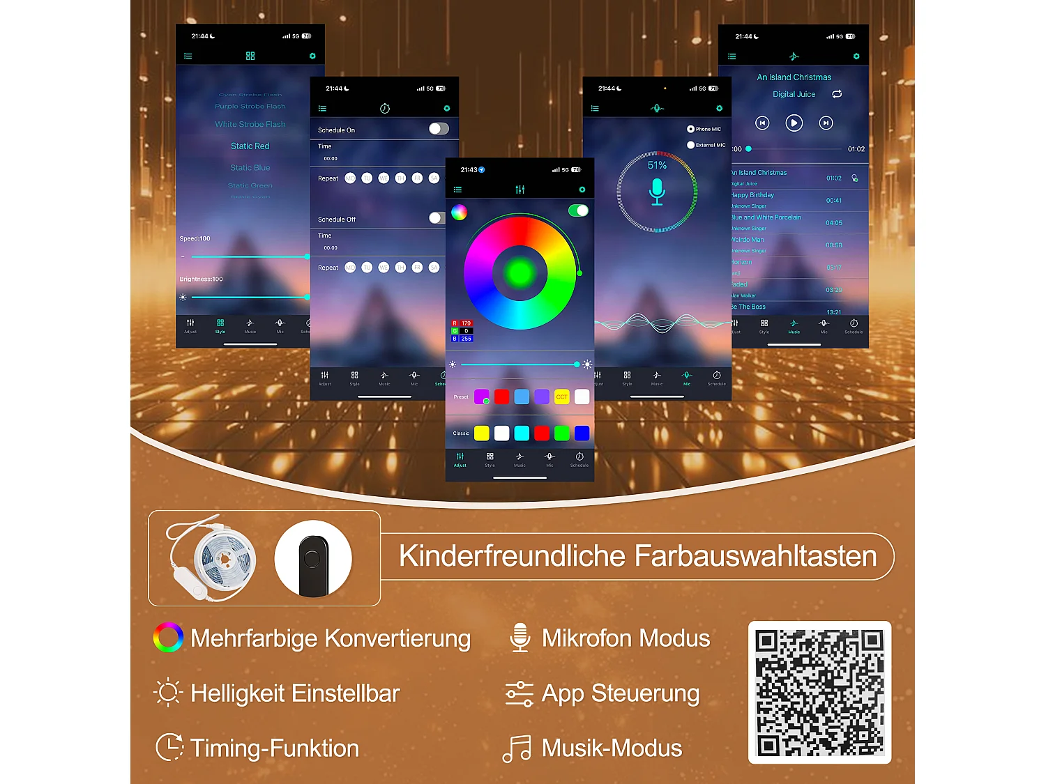 Cama alta infantil - 90 x 200 cm - com LEDs + escada de armazenamento + escrivaninha + prateleira - madeira - branco + natural