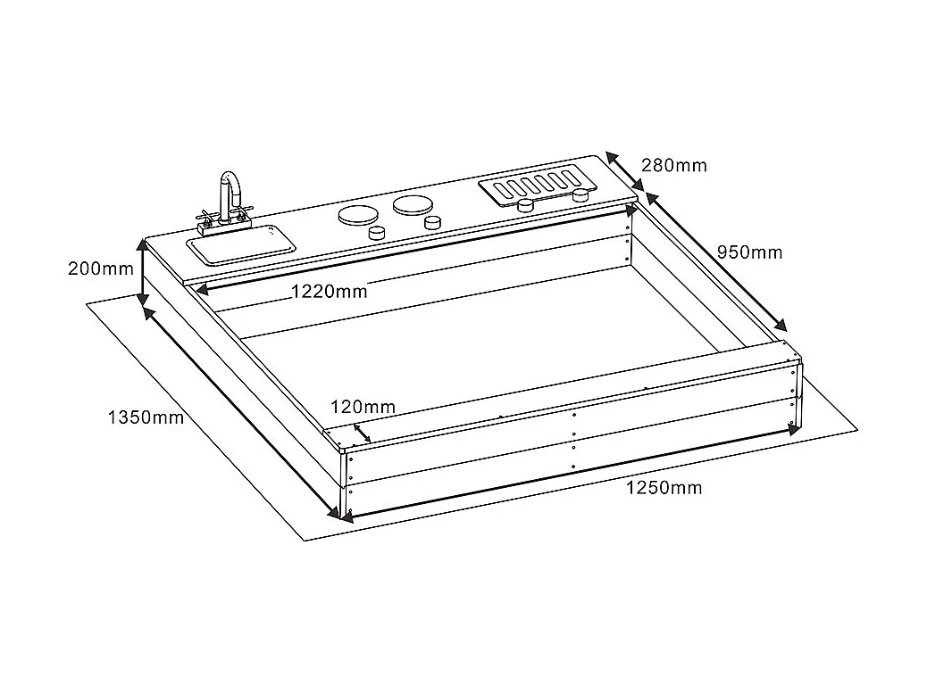 Home Deluxe Bac à sable avec kitchenette COOKY - Naturel