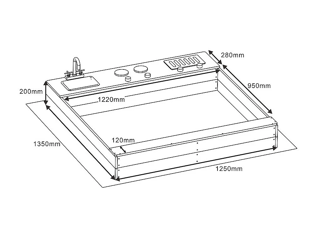 Home Deluxe Bac à sable avec kitchenette COOKY - Naturel