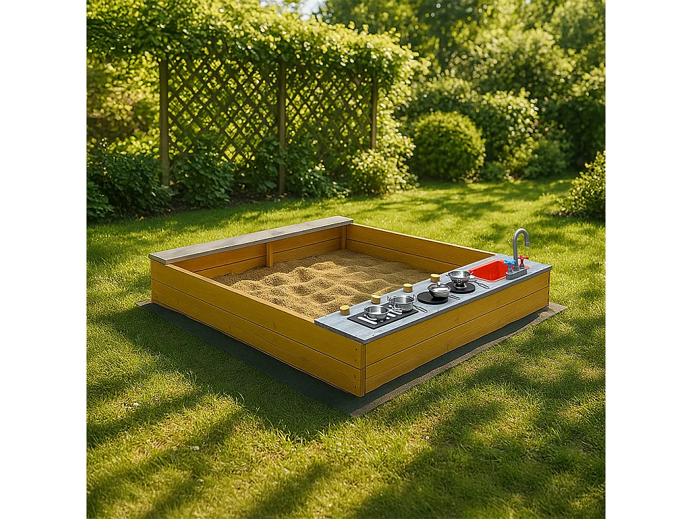 Home Deluxe Bac à sable avec kitchenette COOKY - Naturel