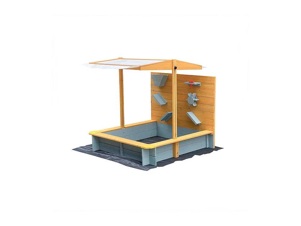 Home Deluxe Bac à sable avec toit SANDY - bois/gris