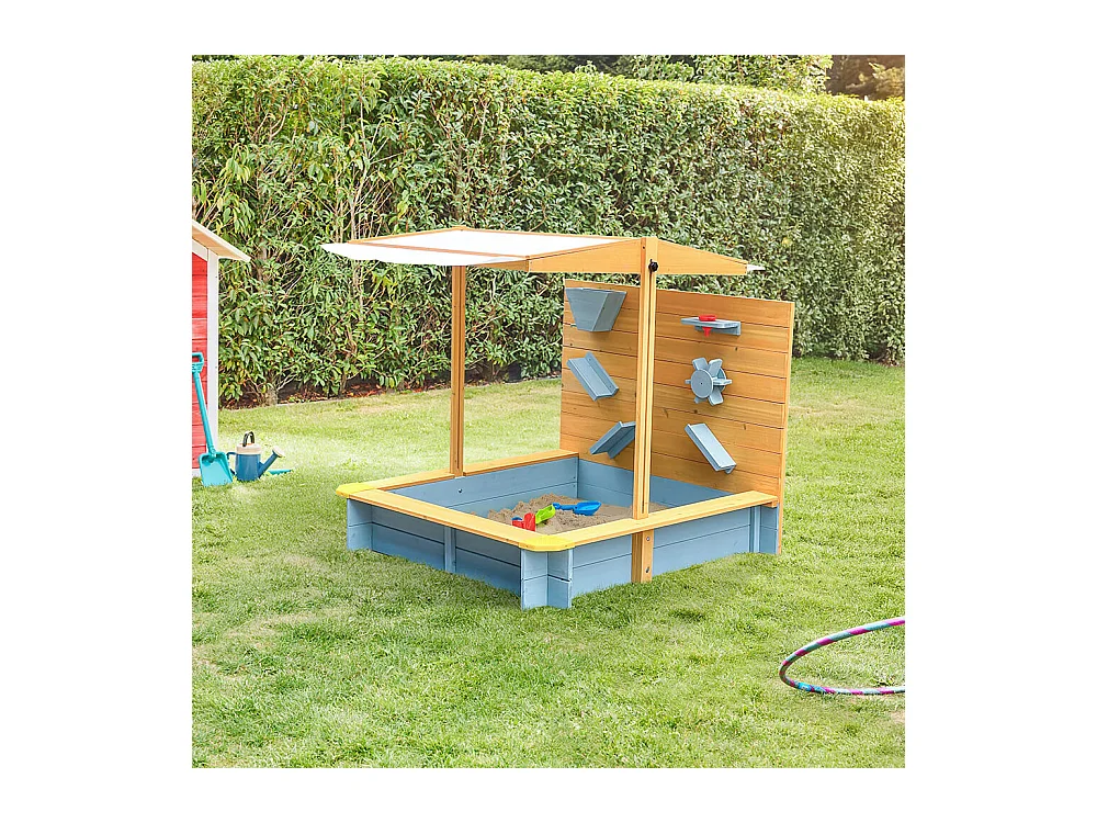 Home Deluxe Bac à sable avec toit SANDY - bois/gris