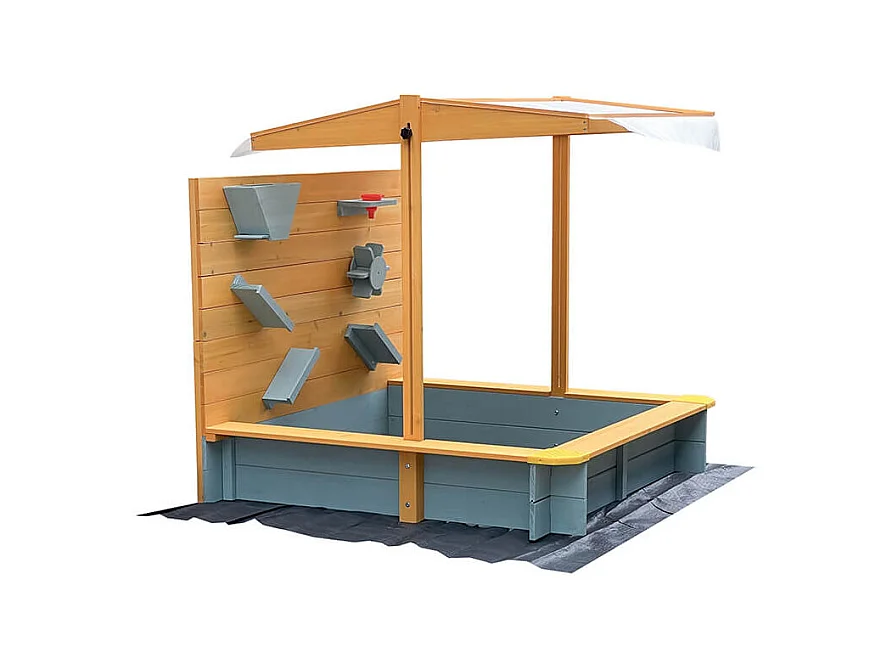 Home Deluxe Bac à sable avec toit SANDY - bois/gris