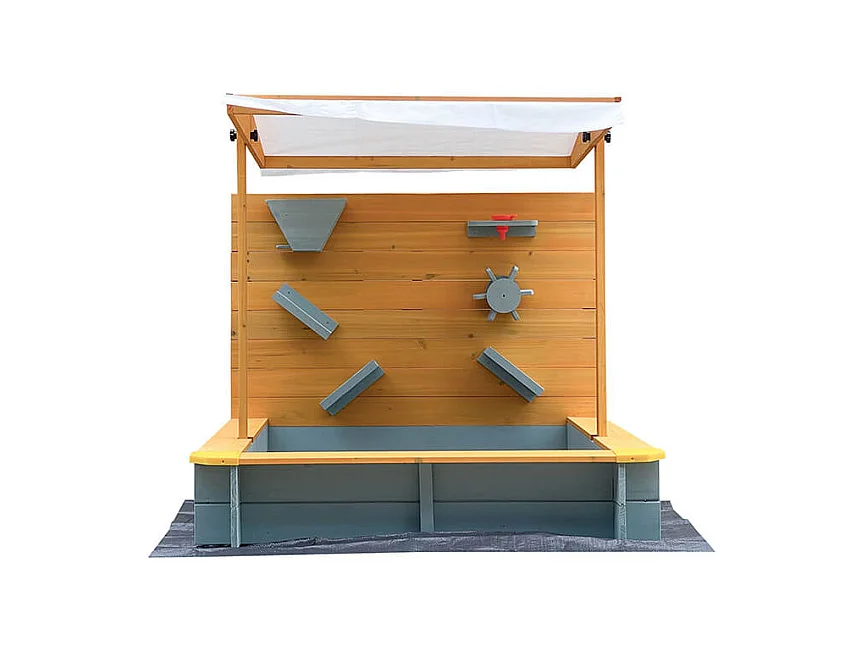 Home Deluxe Bac à sable avec toit SANDY - bois/gris