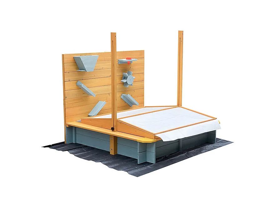 Home Deluxe Bac à sable avec toit SANDY - bois/gris