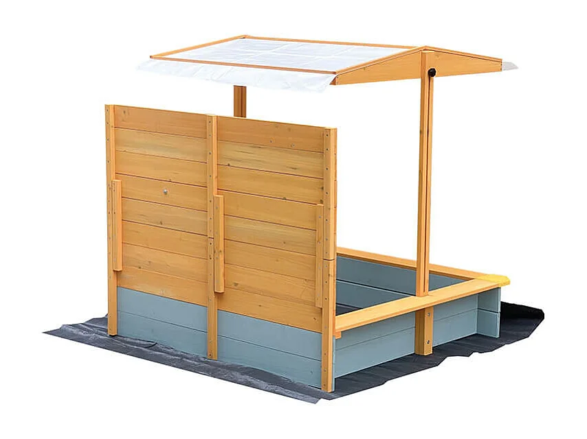 Home Deluxe Bac à sable avec toit SANDY - bois/gris