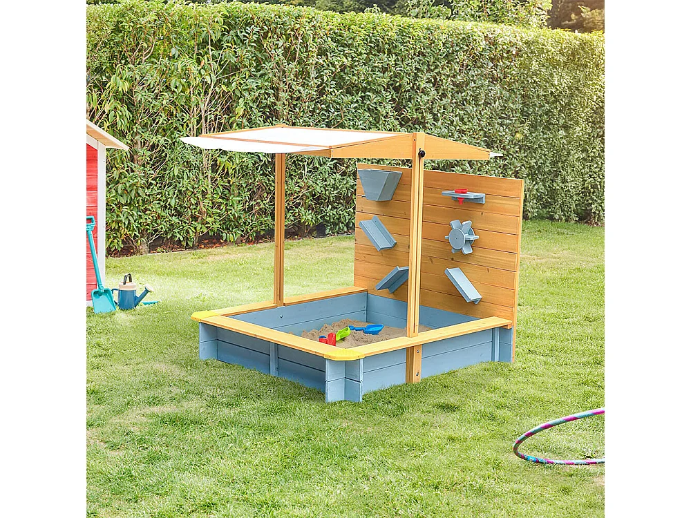 Home Deluxe Bac à sable avec toit SANDY - bois/gris