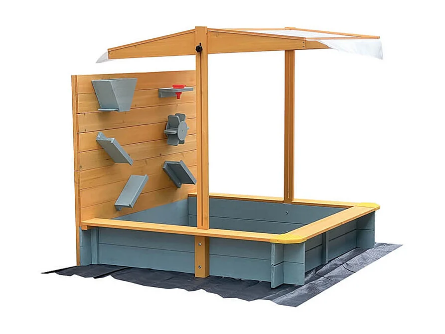 Home Deluxe Bac à sable avec toit SANDY - bois/gris