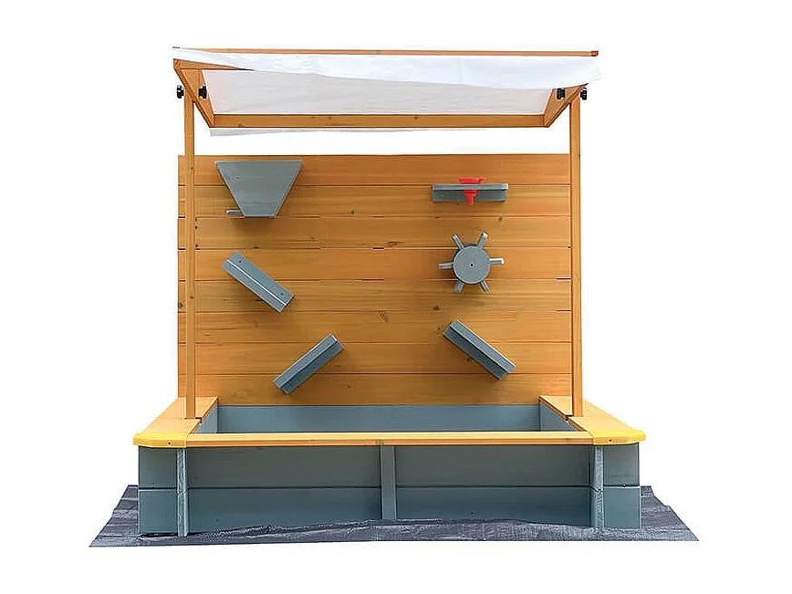 Home Deluxe Bac à sable avec toit SANDY - bois/gris