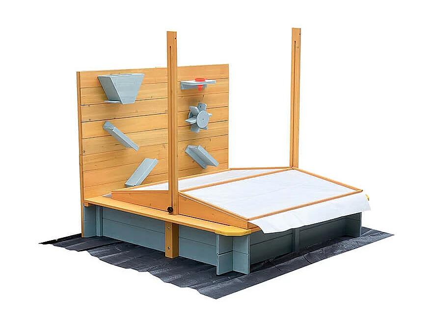 Home Deluxe Bac à sable avec toit SANDY - bois/gris