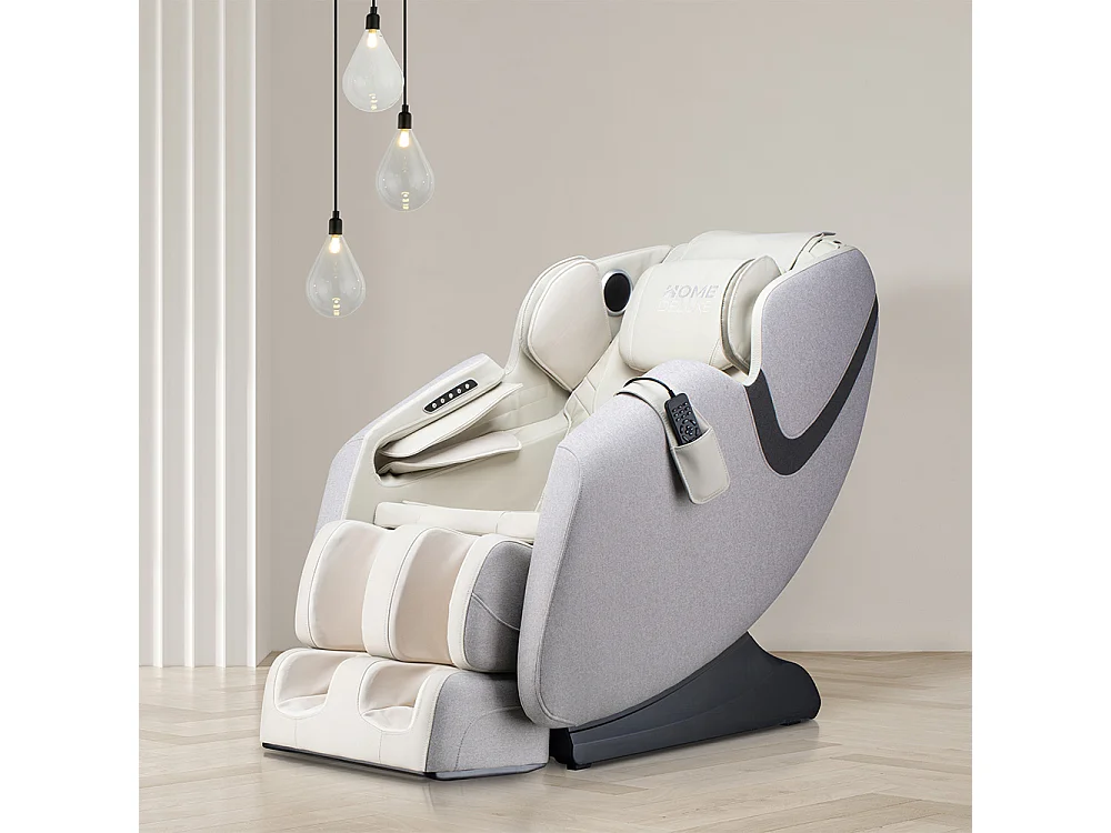 Home Deluxe Fauteuil de massage MARINO avec rembourrage en tissu premium - gris clair