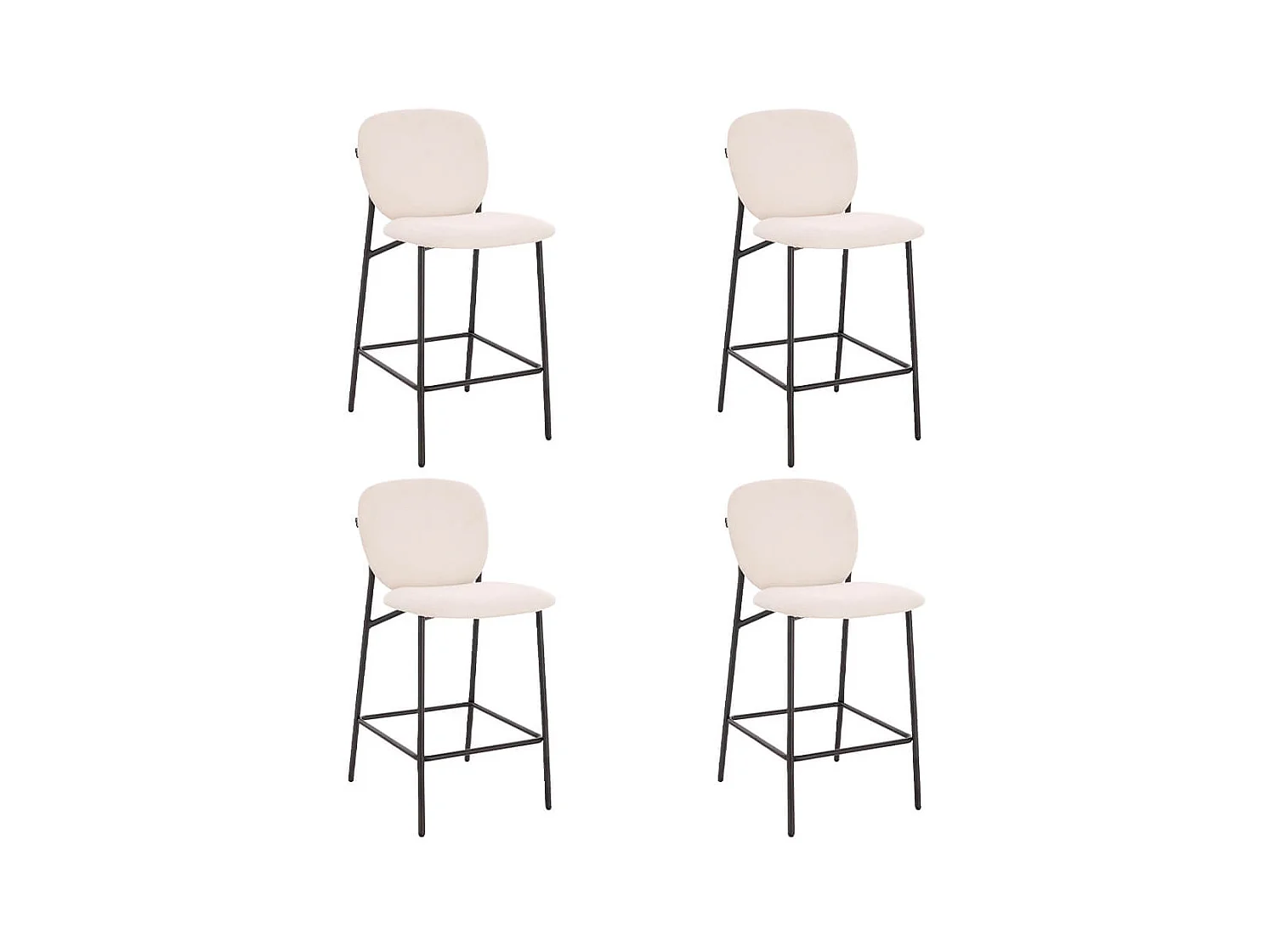 Home Deluxe CELDA Bouclé velours - set de 4 chaises blanches | Chaises de bar