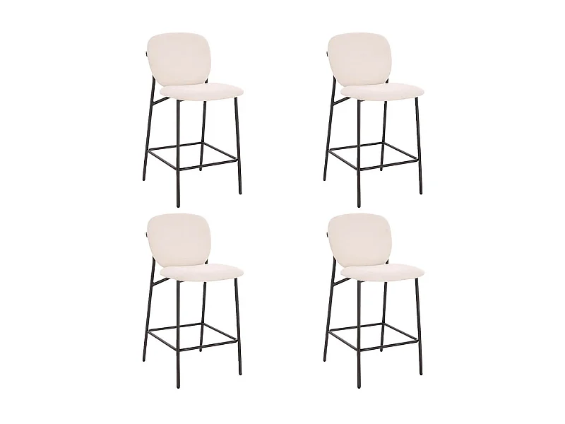 Home Deluxe CELDA Bouclé velours - set de 4 chaises blanches | Chaises de bar