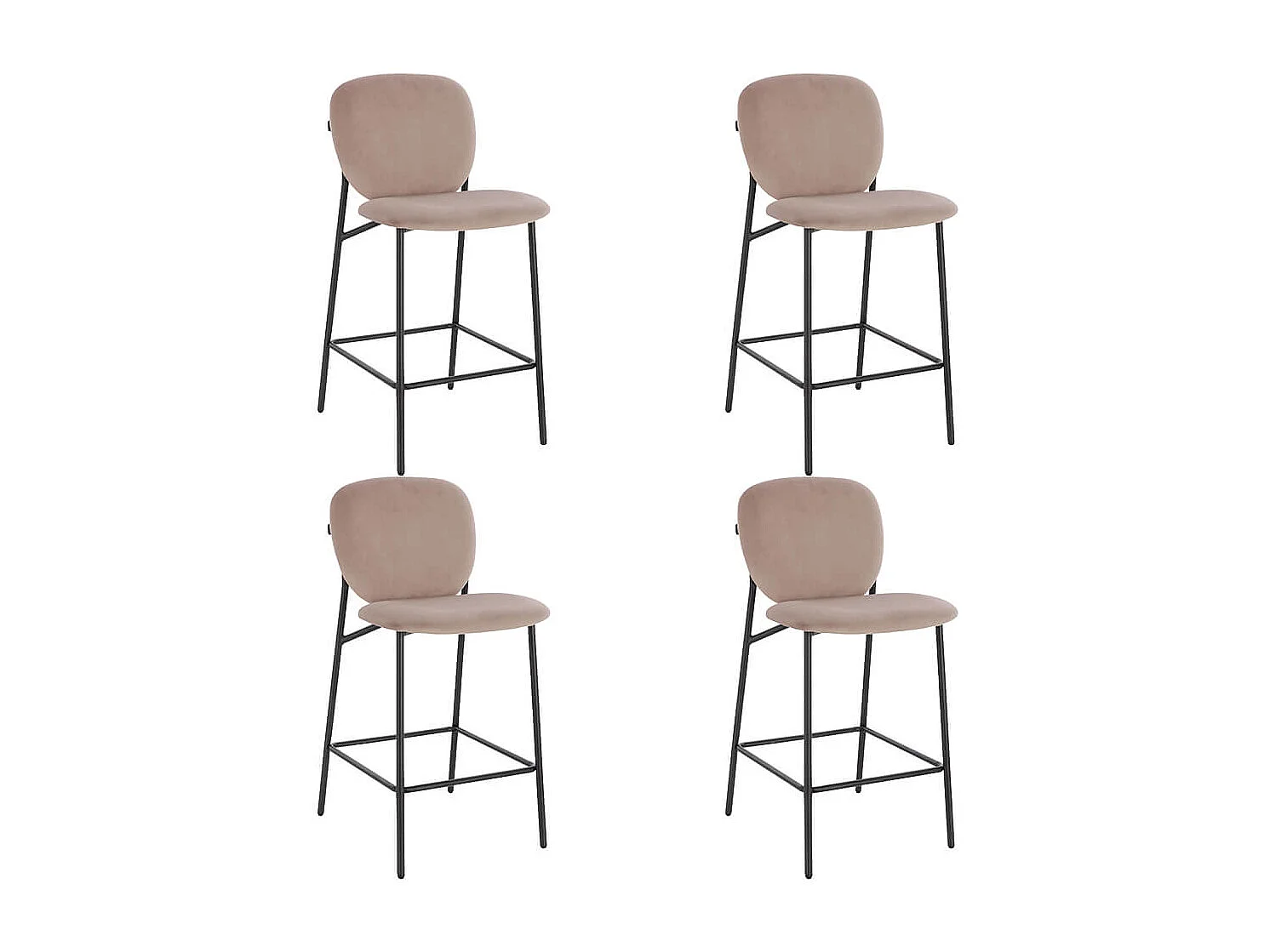 Home Deluxe CELDA Tabouret de bar velours - Set de 4 pièces marron clair | Chaises de bar