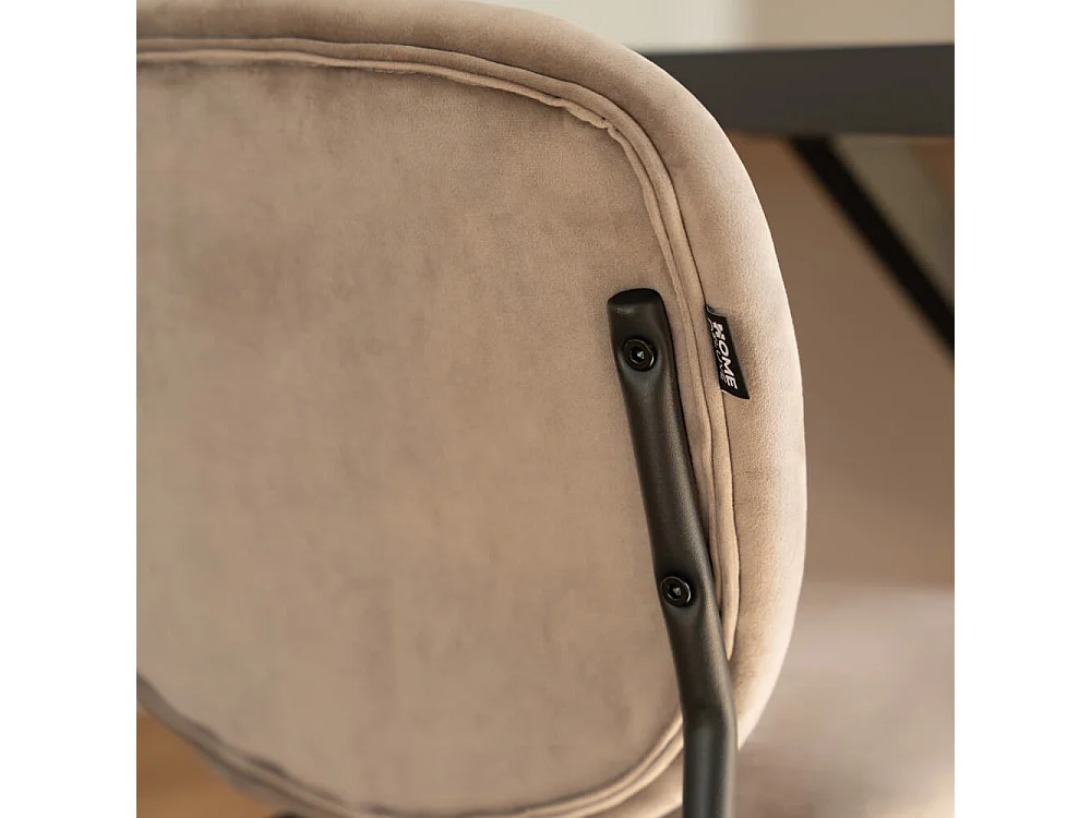 Home Deluxe CELDA Tabouret de bar velours - Set de 4 pièces marron clair | Chaises de bar