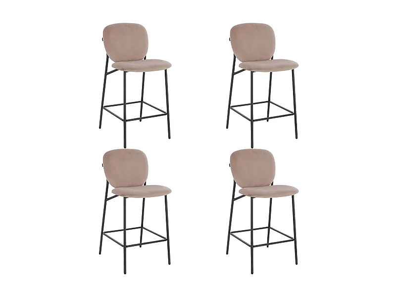 Home Deluxe CELDA Tabouret de bar velours - Set de 4 pièces marron clair | Chaises de bar
