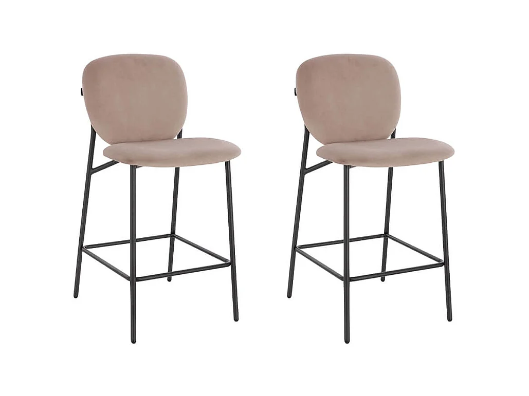 Home Deluxe CELDA tabouret de bar velours - set de 2 chaises marron clair | Chaises de bar,