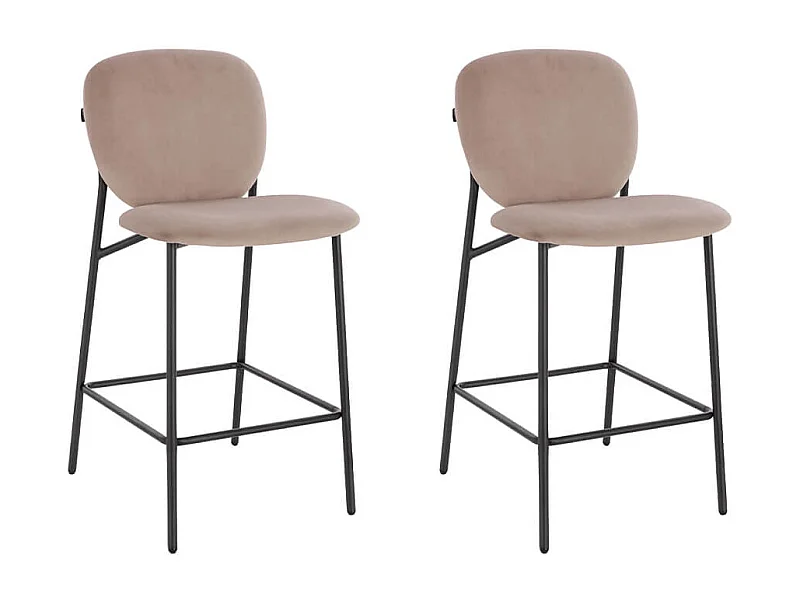 Home Deluxe CELDA tabouret de bar velours - set de 2 chaises marron clair | Chaises de bar,