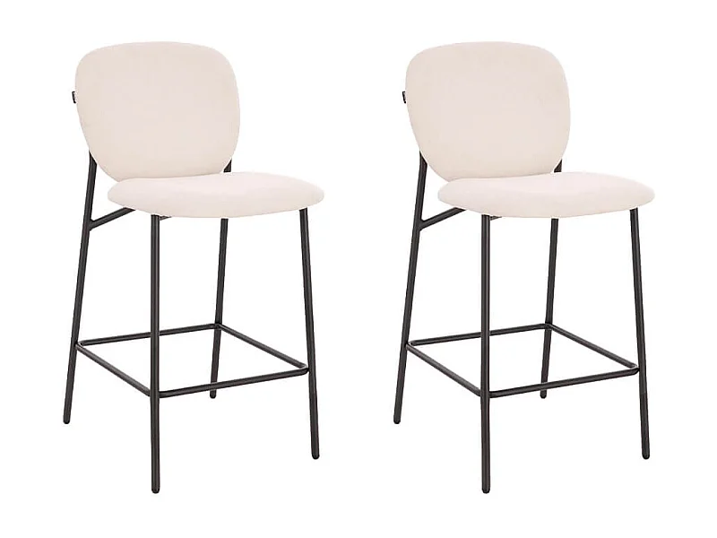 Home Deluxe CELDA velours bouclé - set de 2 chaises blanches | Chaises de bar