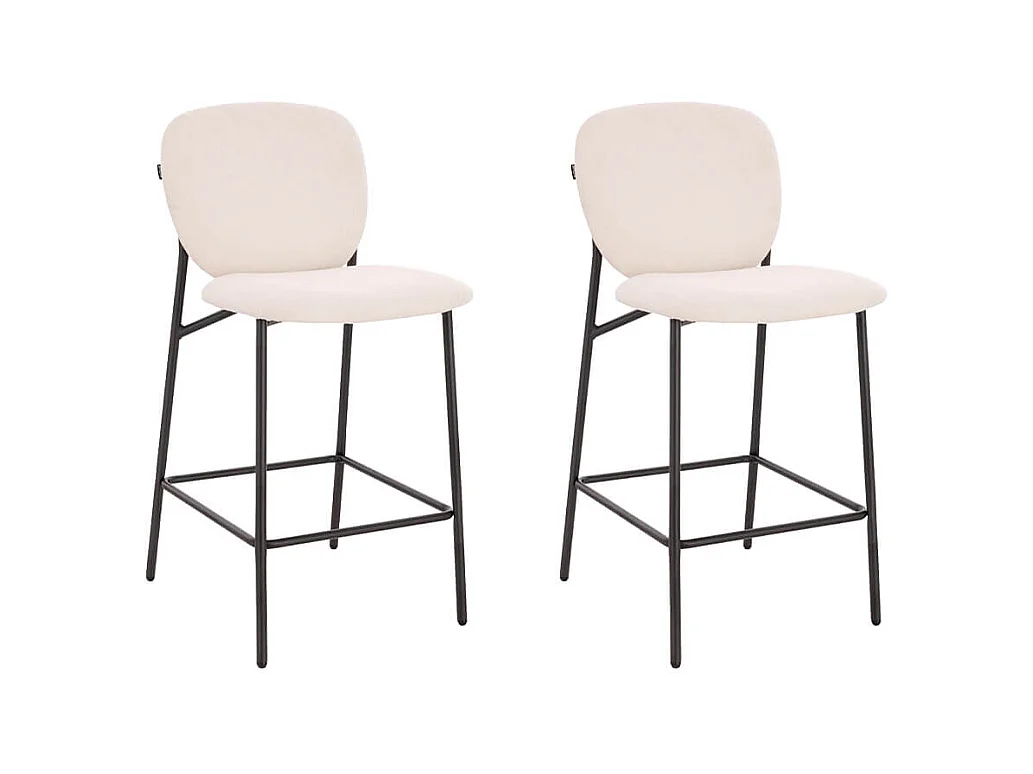Home Deluxe CELDA velours bouclé - set de 2 chaises blanches | Chaises de bar