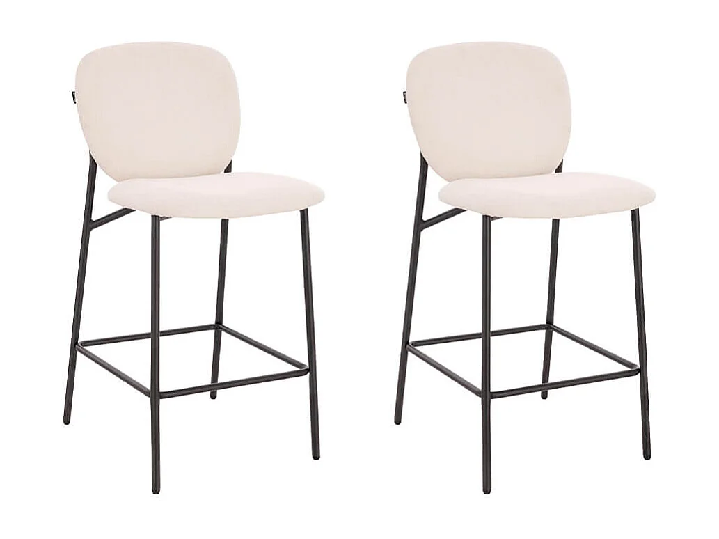 Home Deluxe CELDA velours bouclé - set de 2 chaises blanches | Chaises de bar