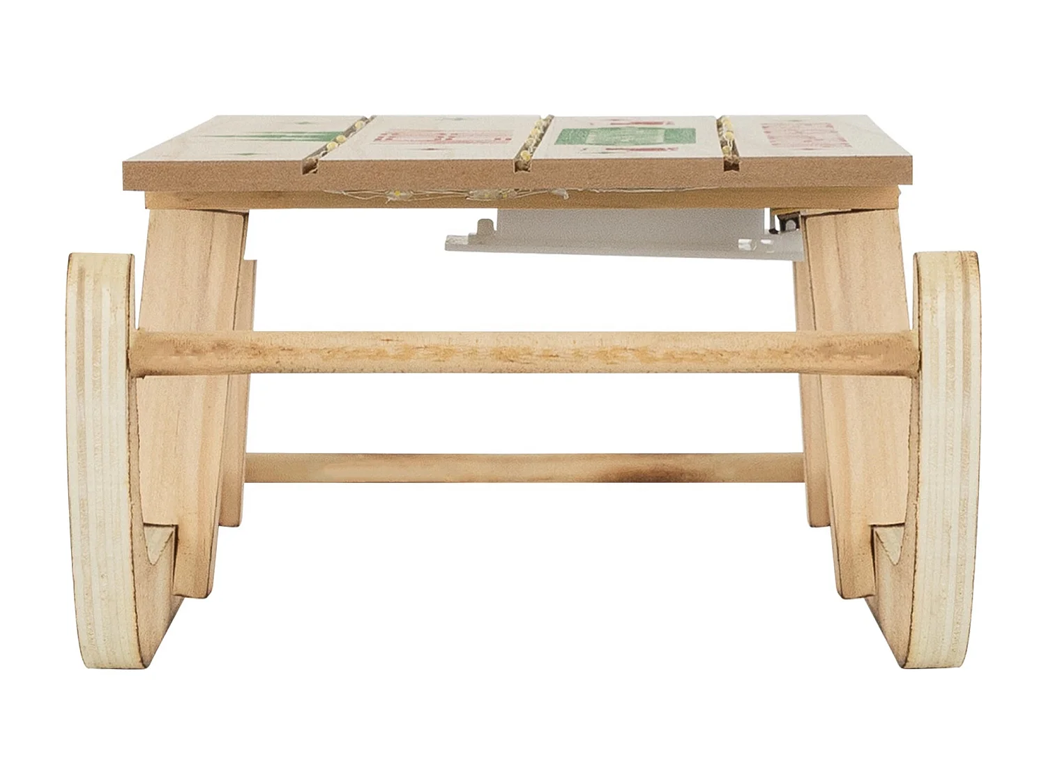 Slitta decorativa in legno a LED bianco caldo 42 x 16cm marrone a batteria timer