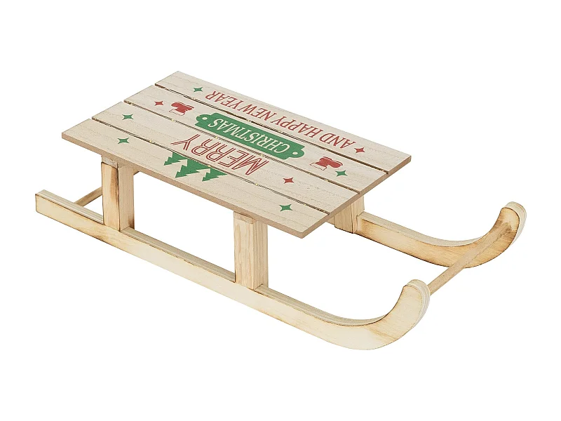 Slitta decorativa in legno a LED bianco caldo 42 x 16cm marrone a batteria timer