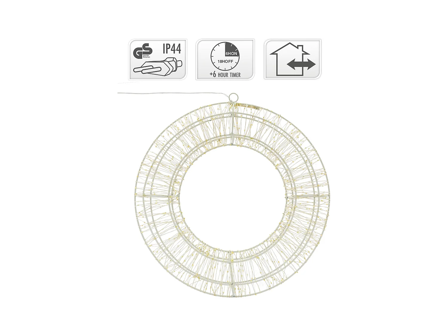 Couronne LED de Noël blanc chaud décoration lumineuse ronde avec 960 LEDs 38 cm