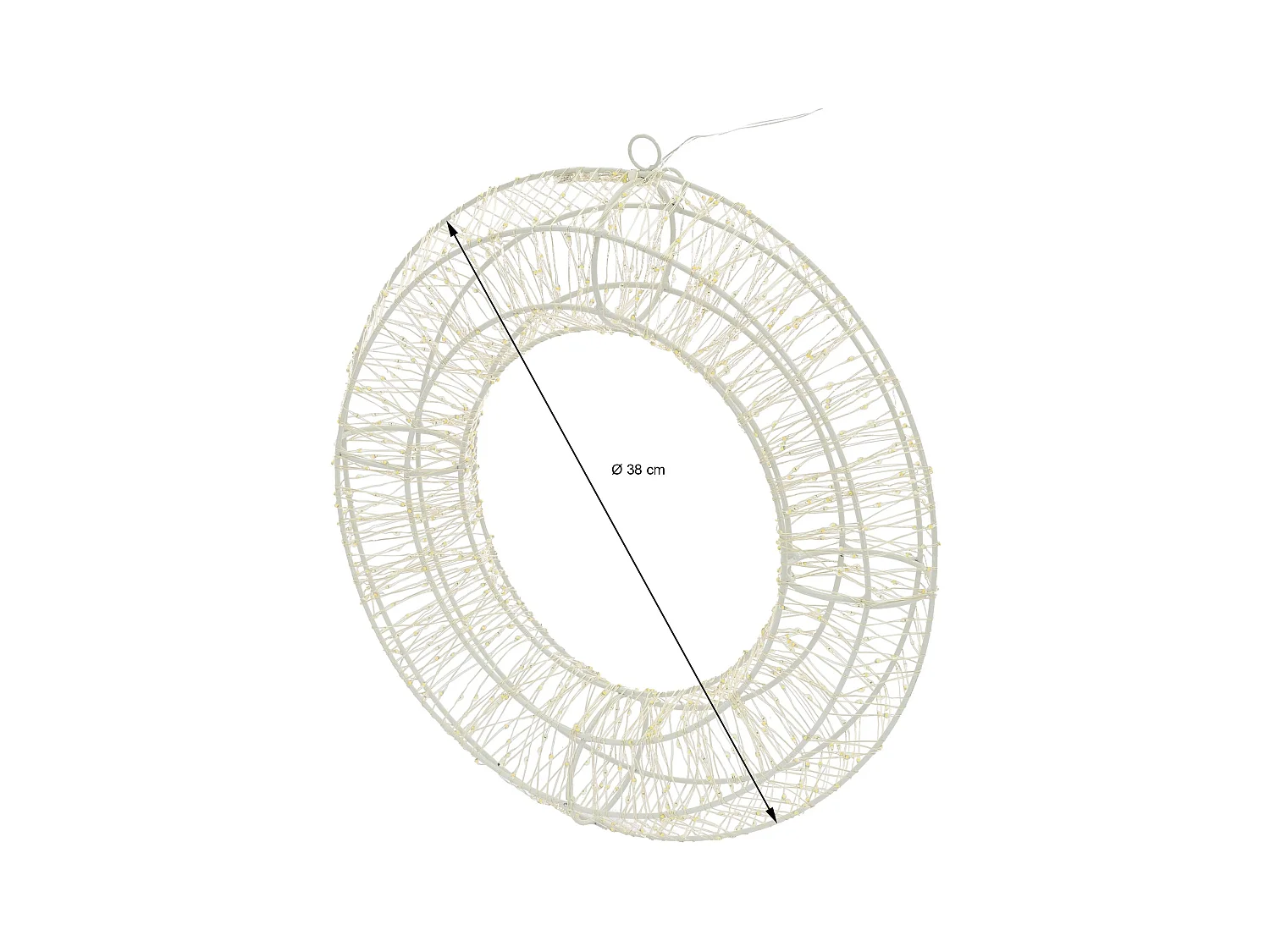 Couronne LED de Noël blanc chaud décoration lumineuse ronde avec 960 LEDs 38 cm